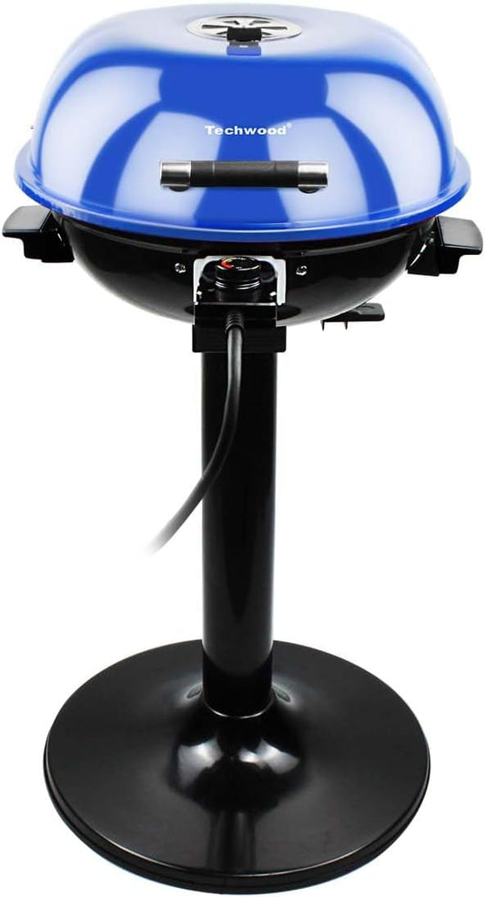 Techwood 1600W Indoor Outdoor Electric Grill, Electric BBQ Grill, Portable Removable Stand Grill, Blue