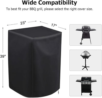 iCOVER Electric Grill Cover for 40in Vertical Smoker, Masterbuilt, for Charbroil, for Dyna Glo and More, Durable & Waterproof, 23L x 17W x 39H