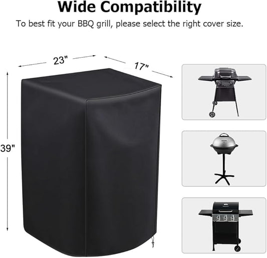 iCOVER Electric Grill Cover for 40in Vertical Smoker, Masterbuilt, for Charbroil, for Dyna Glo and More, Durable & Waterproof, 23L x 17W x 39H