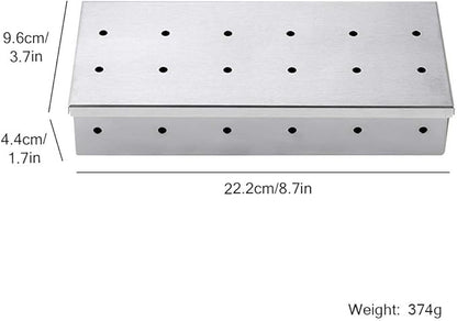 Smoker Box for BBQ Grilling Wood Chips, Stainless Steel Smoking Box Non-Warp for Barbecue, Best Grill Accessories for Charcoal Grill and Gas Grill with Large Capacity