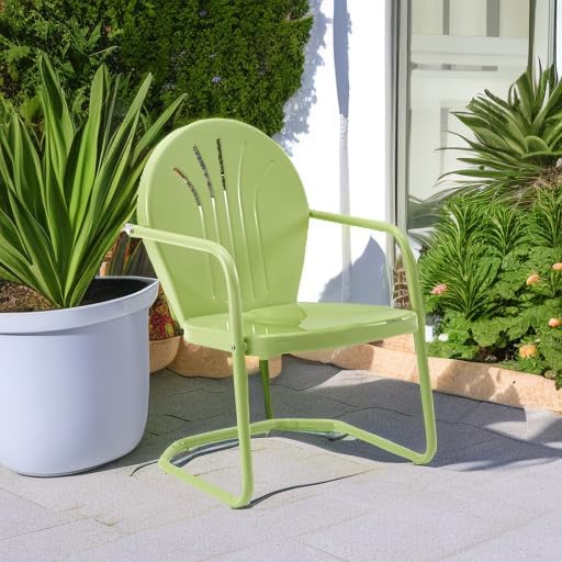 Crosley Furniture Griffith Outdoor Chair, Retro Metal Patio Chairs for Dining, Porch, Deck, Balcony, Key Lime