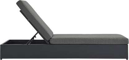 Modway Tahoe Aluminum Outdoor Chaise Lounge in Gray Charcoal with Weather-Resistant Cushions, Perfect Patio Sunbed or Recliner Chair for Pool Furniture