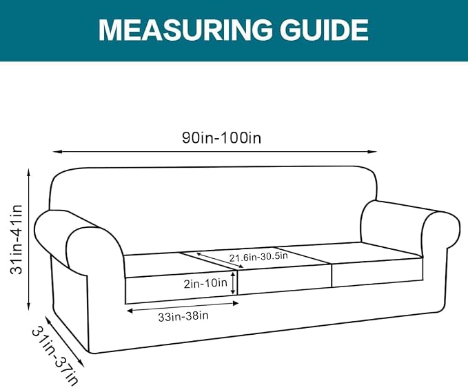 Turquoize 4 Piece Sofa Covers for 3 Cushion Couch Sofa Slipcover Soft Couch Cover for Dogs Washable Furniture Cover with 3 Individual Large Cushion Covers Feature Fabric (Large Sofa, Burgundy)