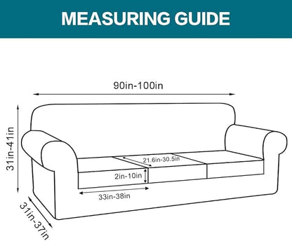Turquoize 4 Piece Sofa Covers for 3 Cushion Couch Sofa Slipcover Soft Couch Cover for Dogs Washable Furniture Cover with 3 Individual Large Cushion Covers Feature Fabric (Large Sofa, Sand)