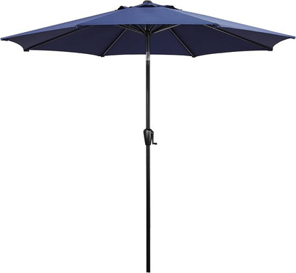 Sun-Ray 9' Round Patio Umbrella with Push-Button Tilt and Hand Crank Lift System, Market Umbrella for Porch, Deck, and Patio