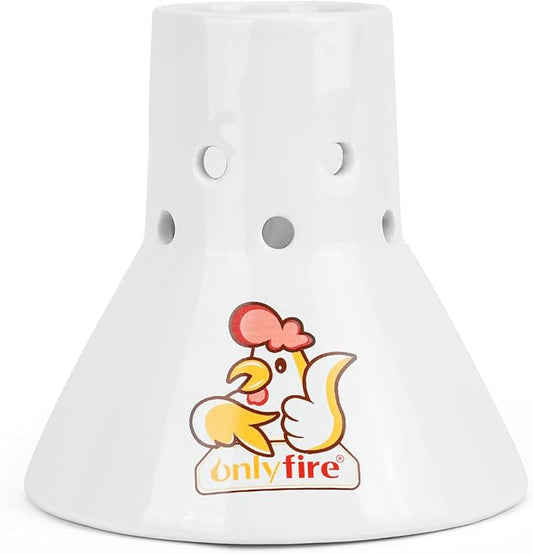 Onlyfire Ceramic Beer Can Chicken Holder, Ceramic Chicken Roaster Rack, Vertical Poultry Chicken Cooking BBQ Accessories Great for Grill, Oven or Smoker