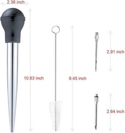 Turkey Baster for Cooking, Stainless Steel Turkey Baster Syringe with Cleaning Brush and Marinade Injector, Black