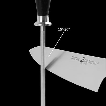TUO Knife Sharpener Rod, 8 Inch Honing Rod for Kitchen Knife Sharpening, Professional Sharpening Steel with Ergonomic Pakkawood Handle, High Carbon German Steel, Falcon Series