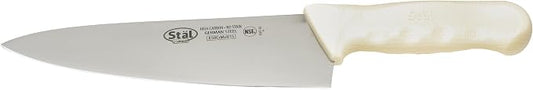 Winco 8" White Chef's Stainless Steel Knife | Razor sharp blade, NSF listed, Restaurant service, Great for Meat Prep, Vegetable Prep, Bread Service and Kitchen Prep