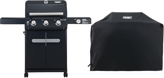Monument Grills Mesa Series, Outdoor Barbecue Stainless Steel 3 Burner Propane Gas Grill, 48,000 BTU Patio Garden Grill with Side Burner and Knob Controls, Mesa325 with BBQ Cover