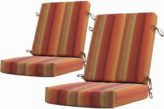 California Umbrella Outdoor Dining Chair, Set of 2 Patio Seat Cushions, 20 x 40 Inch, Premium Outdoor Memory Foam, Fade Resistant, Sunbrella Fabric, Fabric Ties, Astoria Sunset