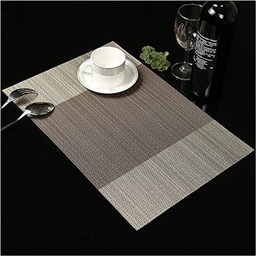 Zupro Placemats Set of 4 for Kitchen Dining Table Washable Braided Table Mats Heat-Resistant Placemats Non-Slip Woven PVC Vinyl Place Mats for Everyday use or Holidays Dinner 18"x12"(Coffee)
