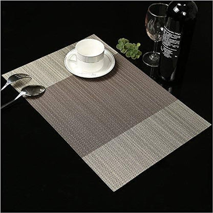 Zupro Placemats Set of 4 for Kitchen Dining Table Washable Braided Table Mats Heat-Resistant Placemats Non-Slip Woven PVC Vinyl Place Mats for Everyday use or Holidays Dinner 18"x12"(Coffee)