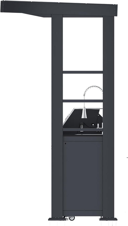110-Inch 4-Burner 72000 BTU Stainless Steel Natural Gas Grill Outdoor Kitchen Island with Canopy,485Sq.In Cooking Area,Wine Cooler,Refrigerator,Rotisserie,For Backyard BBQ,Black