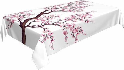 TKS MITLAN Cherry Japanese Tablecloth Decor Branch Flower Bud Twig Foliage Bloom Tree Table Cloth Dining Room Kitchen Table Cover 60" X 84" Oblong/Rectangle