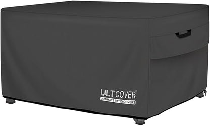 ULTCOVER Rectangular Gas Fire Pit Table Cover 48x28 inch Waterproof Heavy Duty Firepit Cover, Black