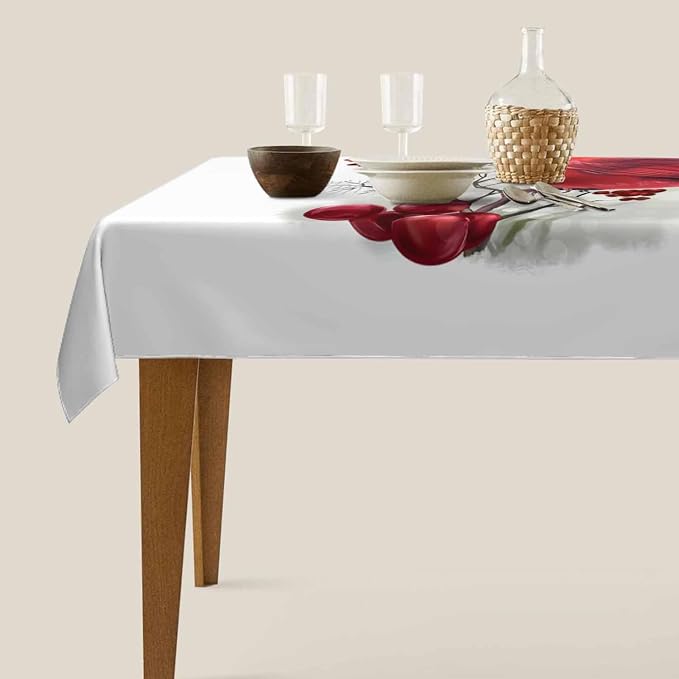 TKS MITLAN Red Cardinal Decorative Rectangle Tablecloth Bird Holly Berry Rustic Winter Polyester Table Cloths Kitchen Table Cover for Dining BBQ Picnic Coffee Table 60 x 84 Inch 6-8 Seats
