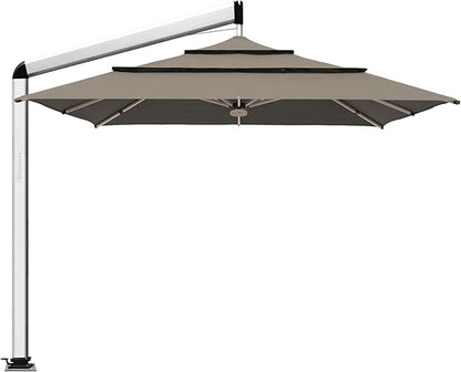 EliteShade USA Atlas 3-Tier 10x10FT Full Aluminum Cantilever Patio Umbrella for Outdoor Restaurant Garden Courtyard Deck Pool and Marketing with Light (No battery), Taupe