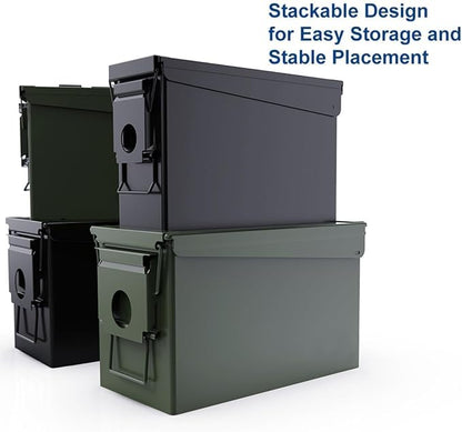 PATRON 30 & 50 Cal Ammo Can Metal Ammo Box Storage Crate Case for Shotgun Bullet Rifle Ammunition Waterproof (Black or Green)
