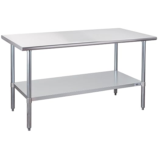 Profeeshaw Stainless Steel Prep Table 30''x60'' NSF Commercial Workbench | Metal Work Table, with Undershelf leveling feet; Heavy Duty Table for Kitchen, Restaurant, Home, Gargae, Hotel, 18-gauge 430