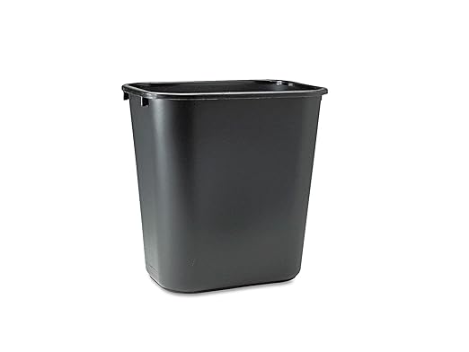 Rubbermaid Commercial Products Resin Wastebasket/Trash Can, 7-Gallon/28-Quart, Black, Plastic, for Bedroom/Bathroom/Office, Fits Under Desk/Sink/Cabinet