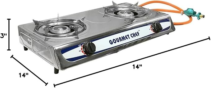 20,000 BTU Portable DOUBLE Burners Stove Range Propane Gas Stove