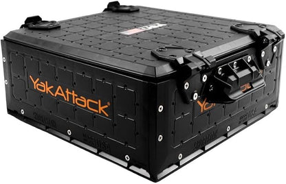 YakAttack ShortStak Solo Storage Box - Size & Color Options | Standalone Low-Profile Crate with Lid, Hinges & Latches | GridLoc Mounting Panels | Slider Feet for Under-Seat Use | Made in USA
