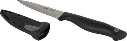 Farberware Edgekeeper 3.5-Inch Paring Knife with Self-Sharpening Blade Cover, High Carbon-Stainless Steel Kitchen Knife with Ergonomic Handle, Razor-Sharp Knife, Black (Pack of 12)