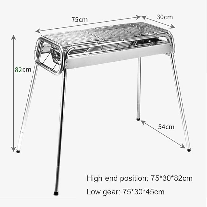 Foldable and Portable Portable Stainless Steel Charcoal Barbecue Grill With Adjustable Legs Folding BBQ For Outdoor Heat Resistant