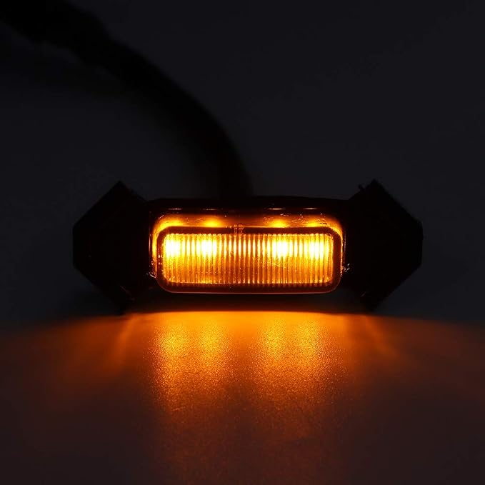 Grille Lights, 4pcs 12V Car LED Grille Light High Brightness Accessory Fit for Toyota 2016‑2020 (black shell yellow light)