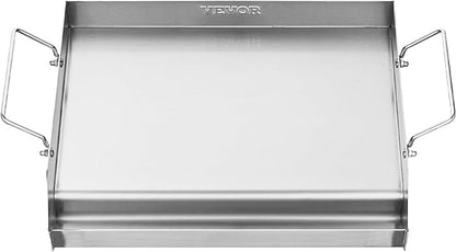 VEVOR Stainless Steel Griddle, 17x13 inch Universal Flat Top Rectangular Plate, Gas Grill Griddle for BBQ Grill, Teppanyaki, Portable Family Cookware with Handle, for Camping Tailgating Party