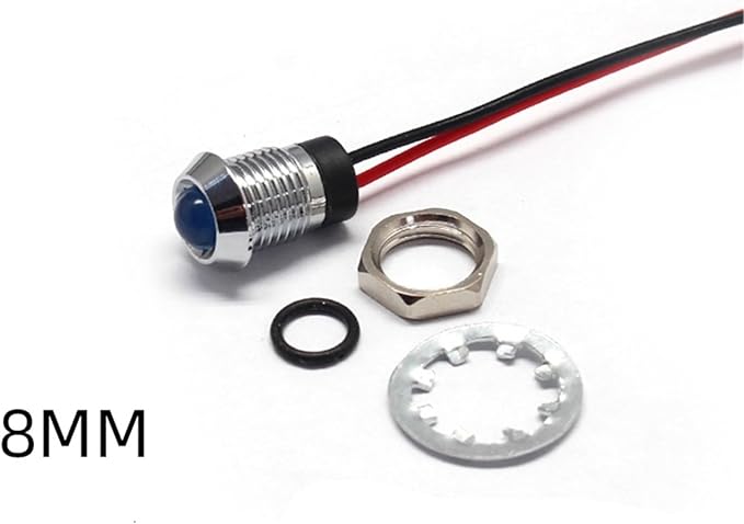 8mm Socket Head Waterproof 12v 24v 220v 110v Kitchen Equipment Pilot Lamp Led Indicator Light with Wire(RED 220V)