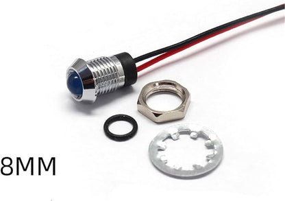 8mm Socket Head Waterproof 12v 24v 220v 110v Kitchen Equipment Pilot Lamp Led Indicator Light with Wire(RED 220V)