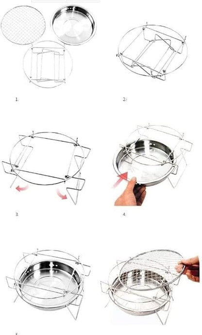 Outdoor Charcoal Grill Stainless Steel Portable Charcoal Grill Barbecue Cooking Stove Round BBQ Grill for Outdoor Picnic Cooking BBQ Grill Barbecue Grill Grill