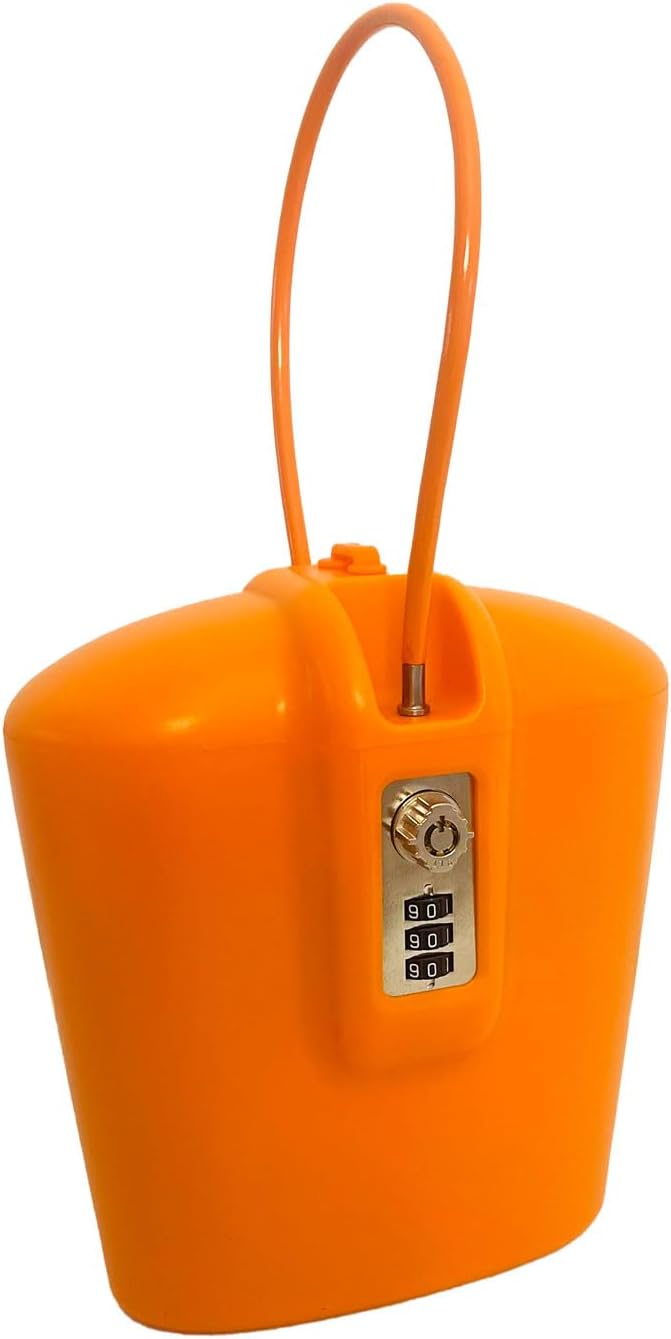 SAFEGO Portable Indoor/Outdoor Lock Box Safe with Key and Combination Access (Orange)
