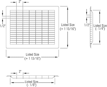 Imperial RG1213 Heavy Gauge Floor Return Air Grille, 8 x 16-Inch, White, 1-Pack