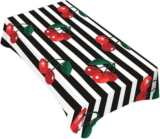 TKS MITLAN Red Cherry Decorative Rectangle Tablecloth Fruit Tropical Sweet Berry Polyester Kitchen Table Cover for Dining BBQ Picnic Coffee 52 x 70 Inch 4-6 Seats