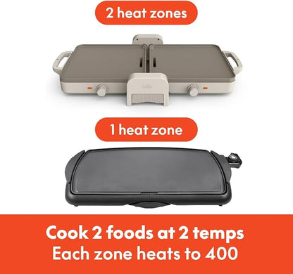 bella 10"x20" Fold and Store Griddle, Non-Toxic, Ceramic Coating, Oatmilk