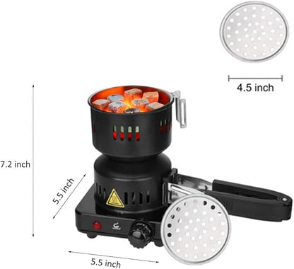 ETL Approved Charcoal Starter - Coal Burner Hot Plate Electric Stove Coconut Starter with Stainless Detachable Tongs, 4.9Ft Longer Cords, 650W Faster Heating for BBQ Kitchen etc.
