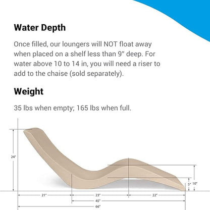 Aqua Outdoors - in-Pool Chaise Lounger - Inside Pool & Sun Shelf Lounge Chair - Designed for Water Depths Up to 9” - Compatible with All Types - Poolside & Sun Deck Tanning - Sandstone Granite