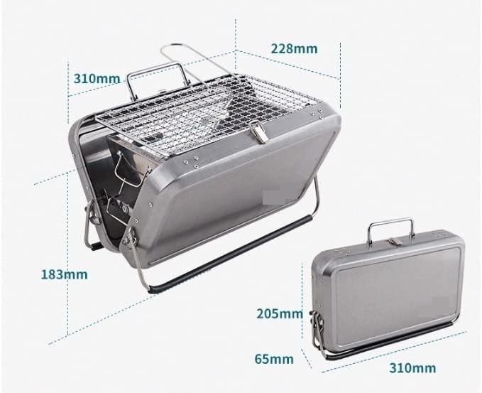 IRYZE Portable Charcoal Grill Barbecue Grill Outdoor Stainless Steel Charcoal BBQ Grill Portable Folding BBQ Tools BBQ Grill for Outdoor (Color : Black)