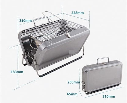 IRYZE Portable Charcoal Grill Barbecue Grill Outdoor Stainless Steel Charcoal BBQ Grill Portable Folding BBQ Tools BBQ Grill for Outdoor (Color : Black)