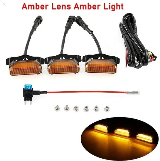 3Pcs/Set 12V Front Grille Lights Fit For Toyota Tundra TRD Pro 2019 2020 2021 Car External Grill DRL Singal Lamp(Amber Lens Amber)