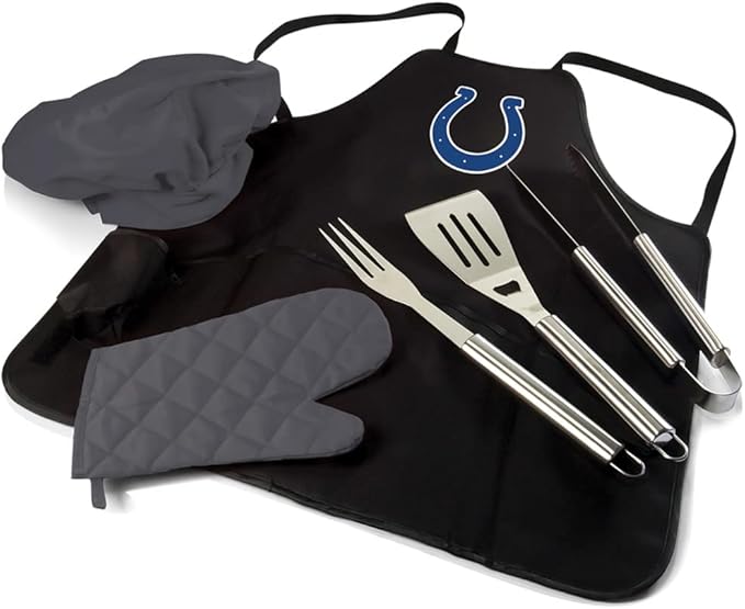 Picnic TIME BBQ Apron Tote Pro Grill Set, (Black with Gray Accents)