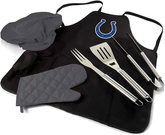 Picnic TIME BBQ Apron Tote Pro Grill Set, (Black with Gray Accents)