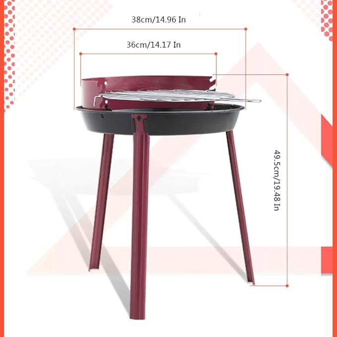Portable Barbecue Charcoal Grill Stainless Steel Small Charcoal Grill Mini BBQ Tool Kits for Outdoor Cooking Camping Picnics Beach （Size: 38x49.5cm）