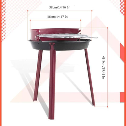 Portable Barbecue Charcoal Grill Stainless Steel Small Charcoal Grill Mini BBQ Tool Kits for Outdoor Cooking Camping Picnics Beach （Size: 38x49.5cm）