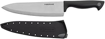 Farberware 8 Inch Chef Knife with EdgeKeeper Self-Sharpening Blade Cover, High-Carbon Stainless Steel Kitchen Knife for Slicing, Dicing, and Mincing