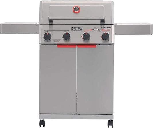 Monument Grills 4 Burner Stainless Steel Propane Mesa 2 Gas Grill, 500°F in 5 Mins, 525 sq.in, 37,000 BTU, with Broil Zone, Foldable Side Shelves, Knob Controls, Built in Thermometer, Mesa II 410BZ