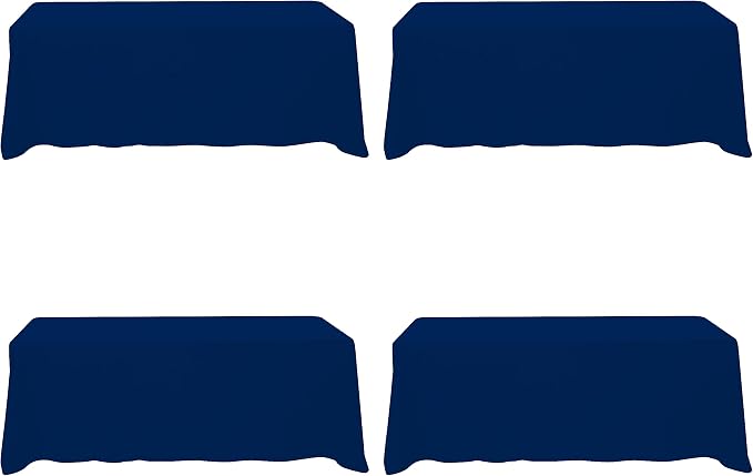 BRILLMAX 4 Pack Navy Blue Tablecloths 90x156 Inch for 8ft Rectangle Tables | 150 GSM Polyester Fabric, Floor Length Drop, Water, Stain & Wrinkle Resistant Cloth Cover for Wedding Reception Banquet Party